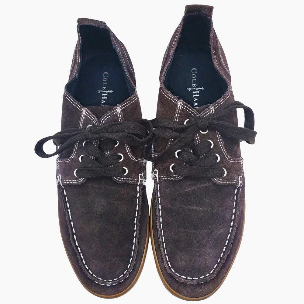 Cole Haan Dominick Boat Shoes‎ Brown Suede Nike Air Sole Mens 13M Moc Toe C09680